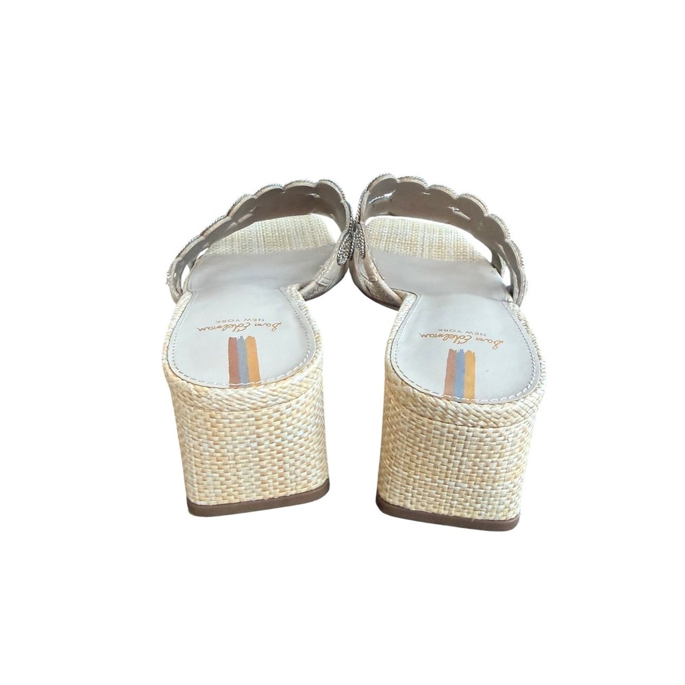 Sam Edelman Womens Crystal Embellished Raffia Block Heel Slide Sandals Beige 7 - Picture 7 of 10